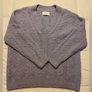 Lucky Brand🍀 Size M Soft Purple Cable Knit Fuzzy Sweater Heavy Weight Cozy Warm